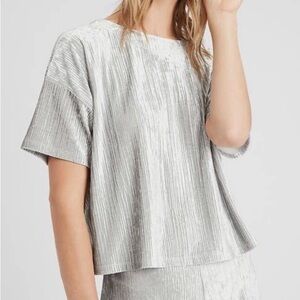Banana Republic Silver Crinkle Velvet Top Size: Small